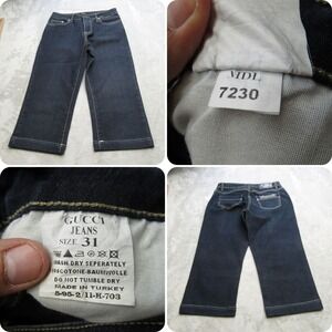 Gucci Capri Jeans‎ Women 31 X 19 Dark Wash Denim Zip Fly Straight Embellished